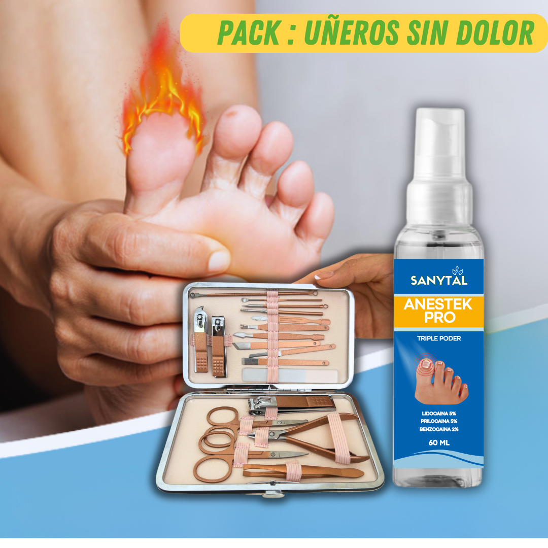 PACK PARA UÑEROS SIN DOLOR - (SPRAY ANESTÉSICO ANESTEK PRO + HERRAMIENTAS PODOLOGICAS) S028