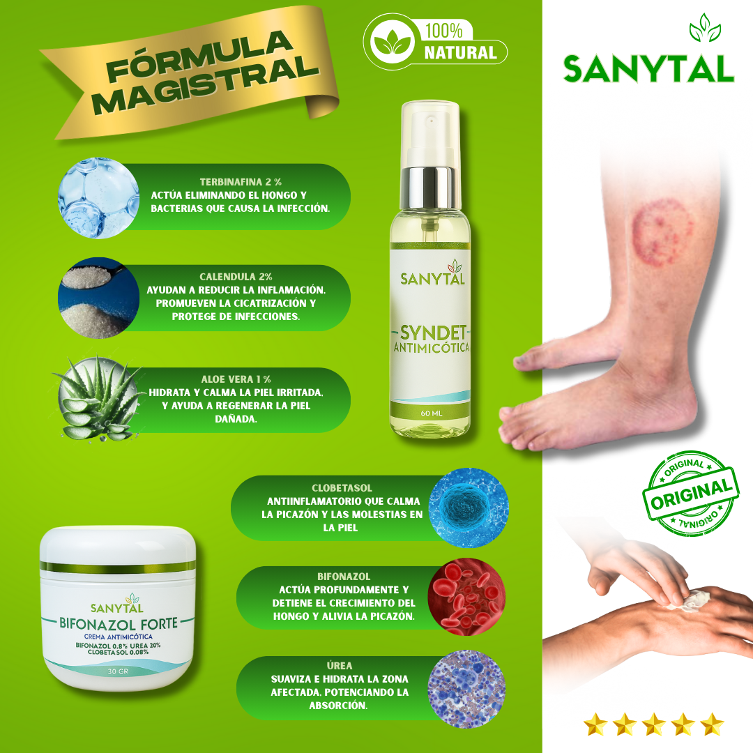 PACK ELIMINA LA TIÑA: BIFONAZOL FORTE 3 EN 1 + JABON ANTIMICOTICO (SYNDET) - B02