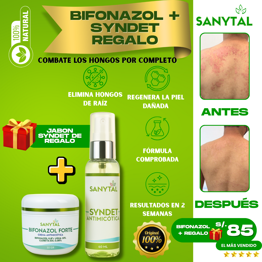 BIFONAZOL FORTE  (ELIMINA TIÑA E INFECCIONES POR HONGO EN LA PIEL)+ JABÓN ANTIMICOTICO SYNDET DE REGALO- - B04