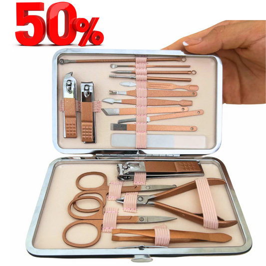 Set Manicure Pedicure 18 En 1 - Kit Acero Inoxidable- 50% DSCTO.