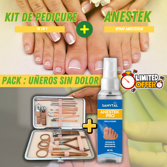 PACK PARA UÑEROS SIN DOLOR - (SPRAY ANESTÉSICO ANESTEK PRO + HERRAMIENTAS PODOLOGICAS) S021